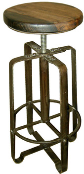 Metal Stool with Wooden Top
