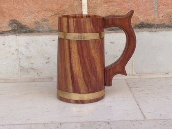 Pal overseas Wooden Beer Mug, for Drink wares, Feature : Eco-Friendly