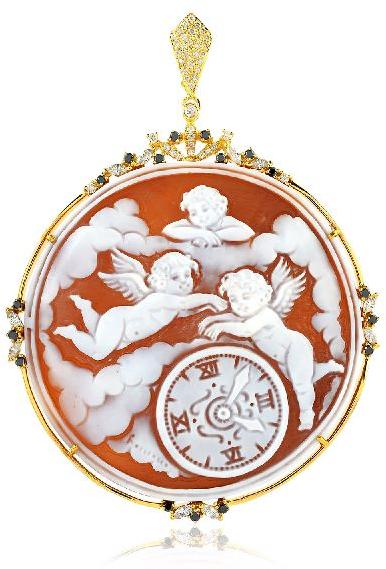 carved cameo gold designer pendant