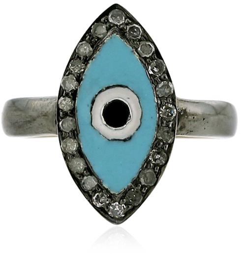 evil eye enamel silver midi ring