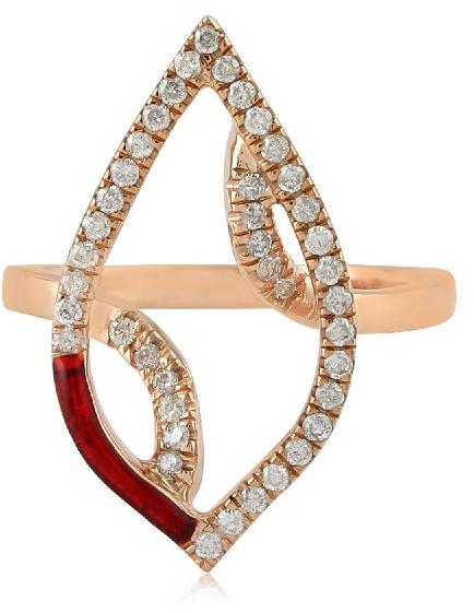 pave diamond enamel geometric ring