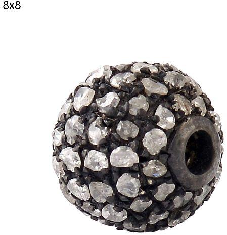 Silver ball pave bead, Size : 8X8 MM