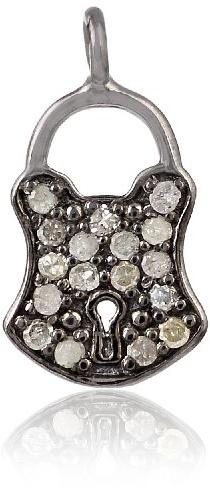 silver lock charm pendant