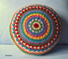 Hand Knitted Cushion Cover Round, for Car, Chair, Decorative, Size : customized