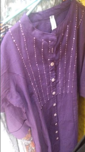 Ladies Purple Printed Kurti, Feature : Anti-Wrinkle, Easy Wash, Shrink-Resistant