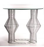 Iron Wire Table Powder Coated w/Glass Top