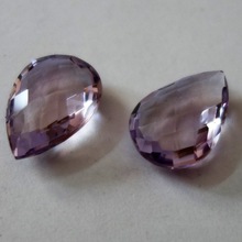 natural pink amethyst flat pear beads