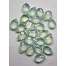 Pear cut beads chalcedony green briolettes beads