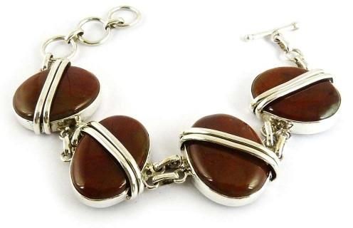 Awesome Style Of!! 925 Silver Red Jasper Bracelet