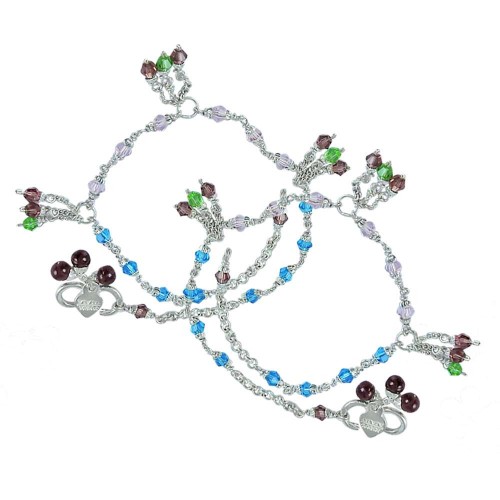 Beautiful ! Multi Colour Glass 925 Sterling Silver Anklets