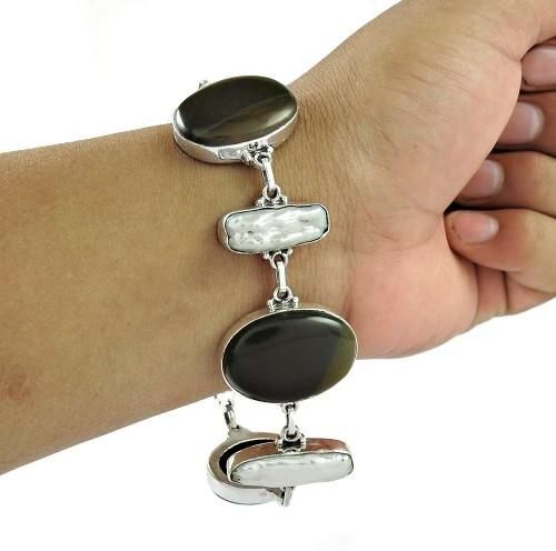 Big Inspire!! 925 Silver Multi Stone Bracelet