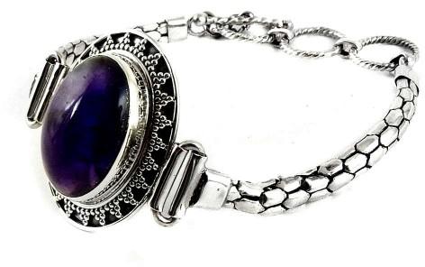 Big Natural !! Amethyst 925 Sterling Silver Bracelet