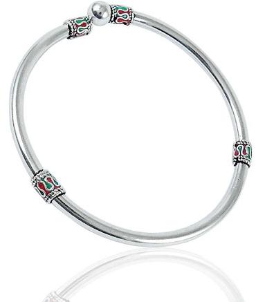 Breath of Love Inlay 925 Sterling Silver Bangle