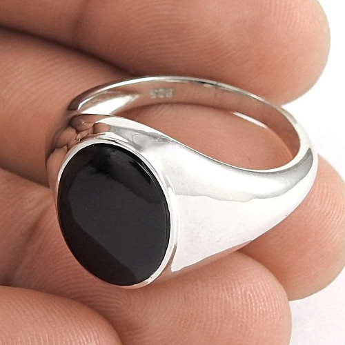 Designer 925 Sterling Silver Black Onyx Gemstone Ring Traditional Jewelry