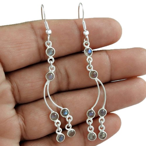 Handy 925 Sterling Silver Labradorite Gemstone Earring Ethnic Jewelry Mayorista