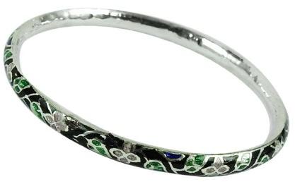 Indian Sterling Silver Jewellery Sightly Inlay Bangle
