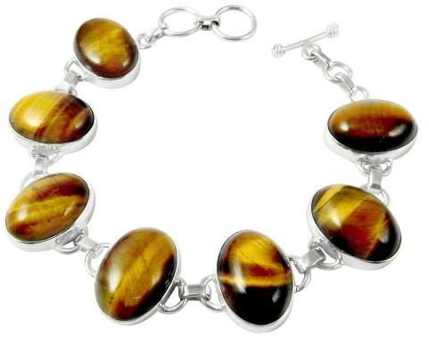 Interesting!! 925 Sterling Silver Tiger Eye Bracelet