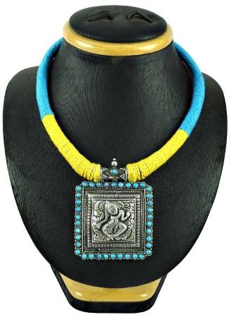 Oxidised Sterling Silver Antique Jewellery Fashion Turquoise Gemstone Thread Necklace