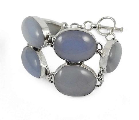 Party Wear Chalcedony Gemstone Sterling Silver Bracelet Jewelry