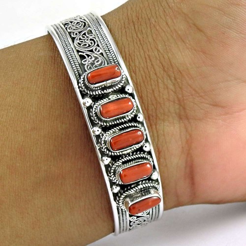 So In Love ! Coral 925 Sterling Silver Bangle