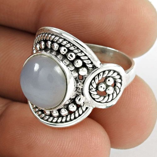 Stylish Design! 925 Silver Chalcedony Ring