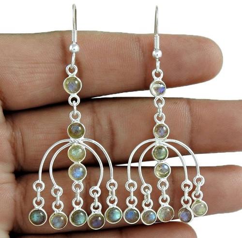 Trendy 925 Sterling Silver Labradorite Gemstone Earring Jewelry Grossiste