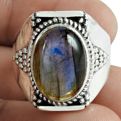 Trendy 925 Sterling Silver Labradorite Gemstone Ring Jewelry Mayorista