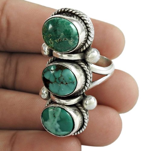 Turquoise Gemstone Ring 925 Sterling Silver Stylish Jewelry