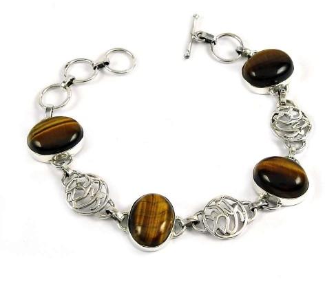 Well-Favoured Tiger Eye Gemstone Sterling Silver Bracelet 925 Sterling Silver Jewellery