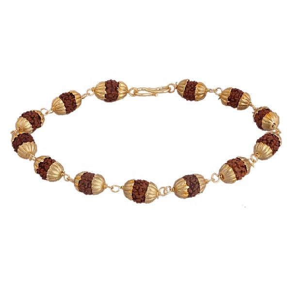 Brass Golden Cap Rudraksha Bracelet, Gender : Children's, Men's, Unisex, Women's