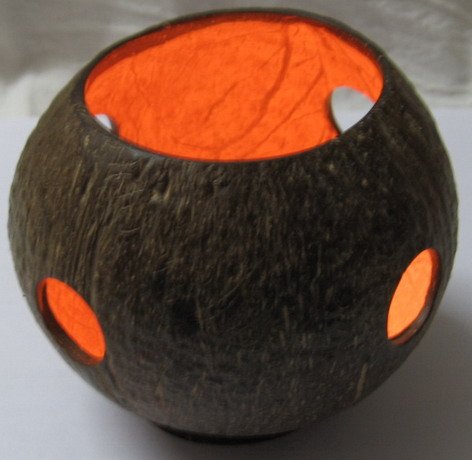 Wood Coconut Shell Candle Holder