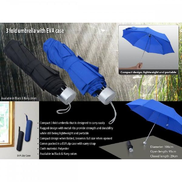 3 fold umbrella with zipper