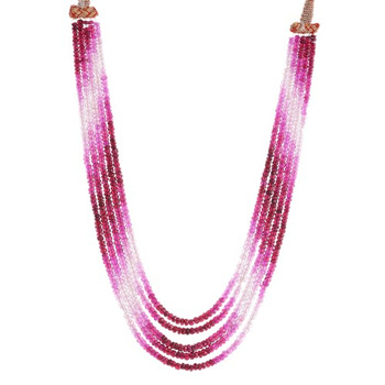 Synthetic Ruby Corundum Beaded Shaded Necklace, Occasion : Anniversary, Engagement, Gift, Party, Wedding