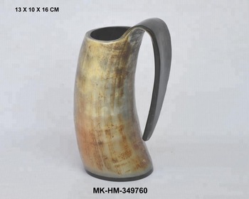 Organic Material Drinking Horn Tankard, Color : Natural Color