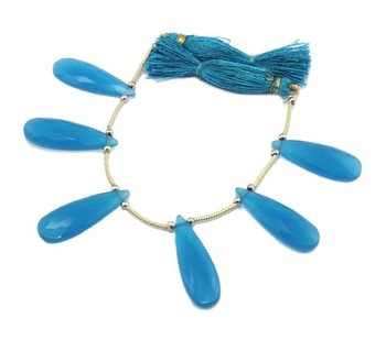Blue CHALCEDONY Faceted Pear Shape Beads