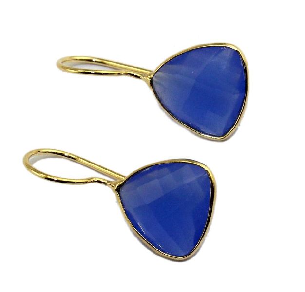 Blue Chalcedony Trillium Shape Earring