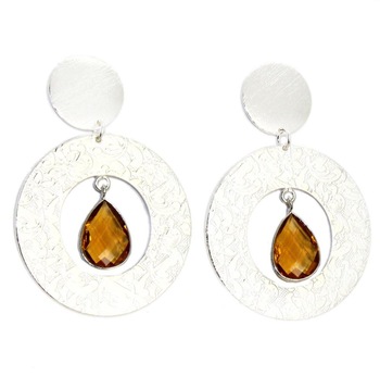 Citrine Quartz Earrings Silver Plated Earring, Color : Yellow