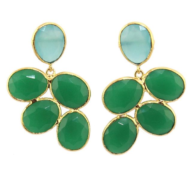 Green Onyx Aqua Chalcedony Earring, Occasion : Anniversary, Engagement, Gift, Party, Wedding, Casual