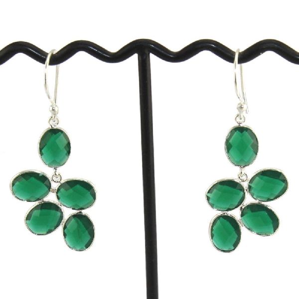 Green Onyx Earring Silver Plated Earring, Occasion : Anniversary, Engagement, Gift, Party, Wedding