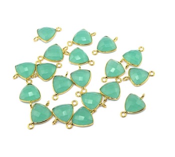 Brass Natural Aqua Chalcedony Connector