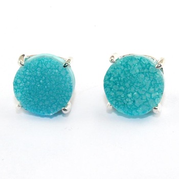 Natural Light Skyblue Druzy Stud Earring