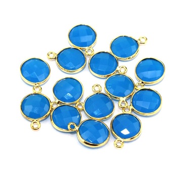 Round Shape Blue Chalcedony Connector