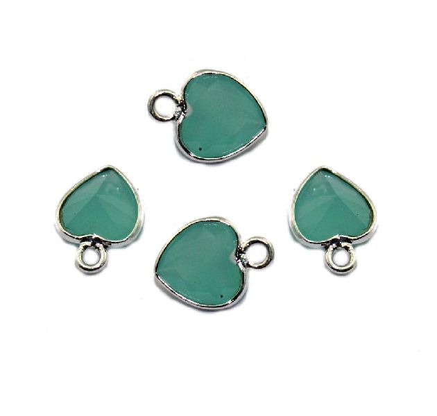 Silver Plated Aqua chalcedony connector