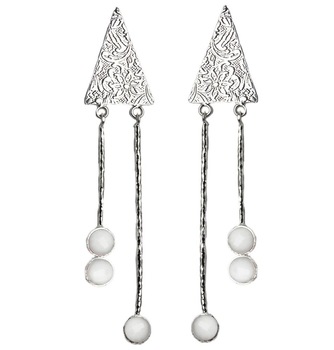 Silver Plated White Agate Earring Round shape Earring