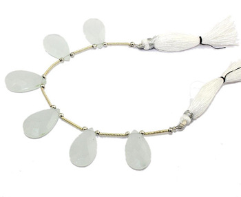White Chalcedony Pear Shaped Faceted Brioletts,