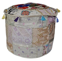 Royal Patchwork Round Pouf Cover