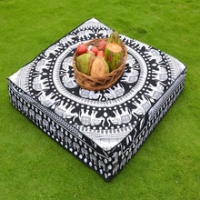 Square Mandala Floor Square Ottoman Pouf, Size : 35X35