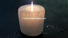 Www.AnabiaAgate.com Gemstone Selenite Round Candle Holder