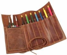 leather Roll up Pencil or pen Case