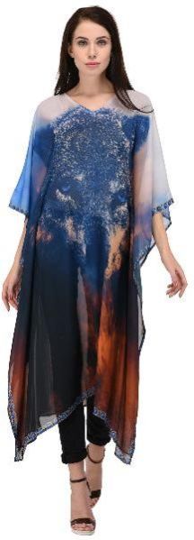 Blue Printed Beach Kaftan